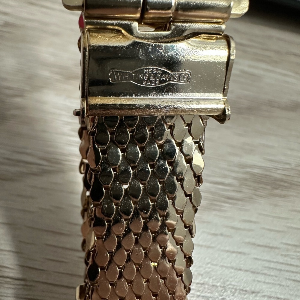 Whiting & Davis Shimmering Gold Mesh Belt - Picture 3 of 7